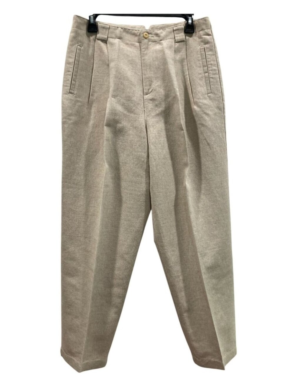 Vintage 90s Liz Claiborne Linen Pants 14P Tan Coastal Fisherman Resort Vacation